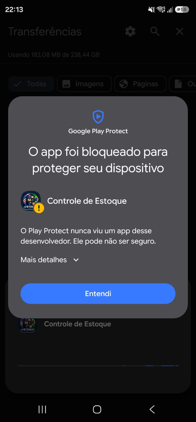Aviso do Google Play Protect