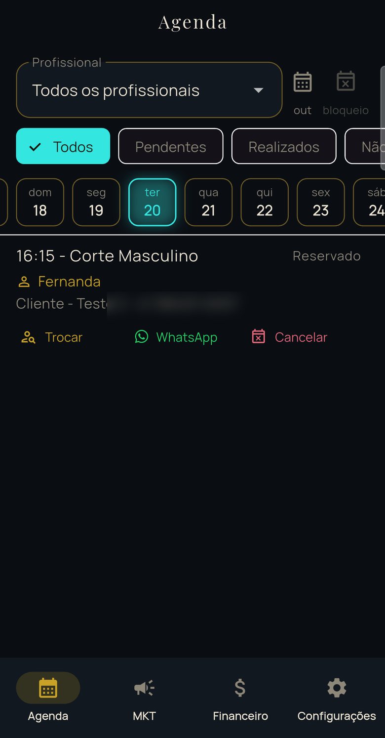 Cada profissional com a sua agenda